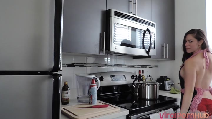 Watch Ashley Alban Teasing Horny Tits and Pussy in the Kitchen Video