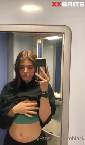 Watch Emily Black Having Cheeky Pussy Play In Public Train Toilet