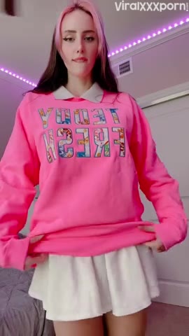 Watch Morgpie Twerking Tease in Pink Hoodie and White Skirt with a Dildo Masturbation Show