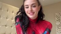 Watch Spidergirl Emily Black Sucks And Rides Her Dildo