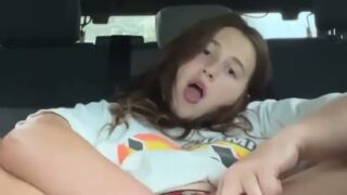 Alanarose9 Horny Babe Fingering Creamy Pussy While Squirting and Fucks With A Big Dildo On Car Onlyfans Video