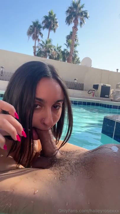 Watch Hailey Rose Gives Blowjob & Titjob In The Pool