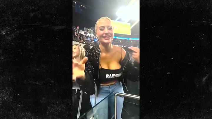 Watch Danii Banks raiders stadium!!! Busty adult model flashes her bare boobs at NFL game